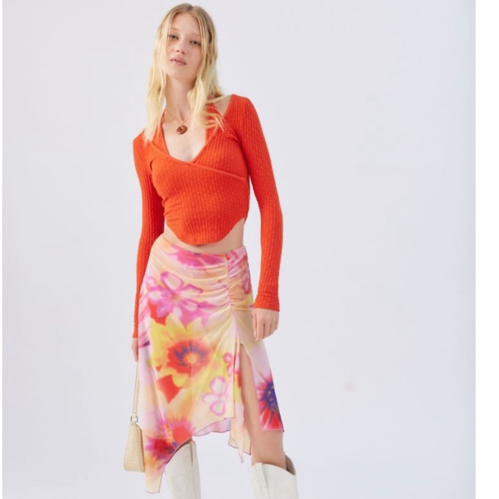 BNWOT UO Maisie mesh midi skort multi floral L